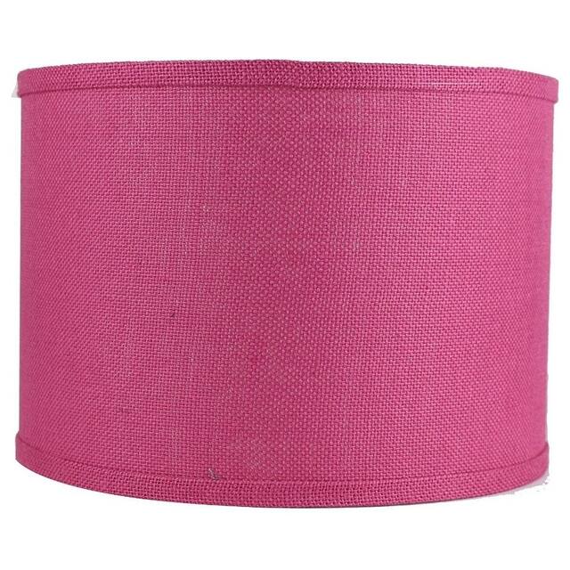 Classic Burlap Drum Lampshade, 8-inch to 16-inch Bottom Size Available - 14" - Fuchsia