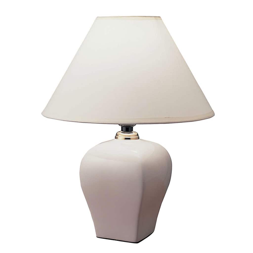 13" White Ceramic Bedside Table Lamp With Off-White Shade - 10X10X13
