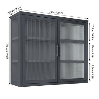 Haze Double Glass Door Wall Cabinet Sideboard with Detachable Shelves ...