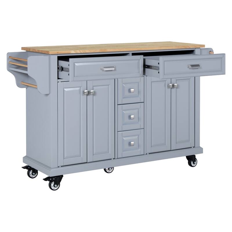 Cambridge Natural Wood Top Kitchen Island with Storage, suitable for Kitchen, dinning room