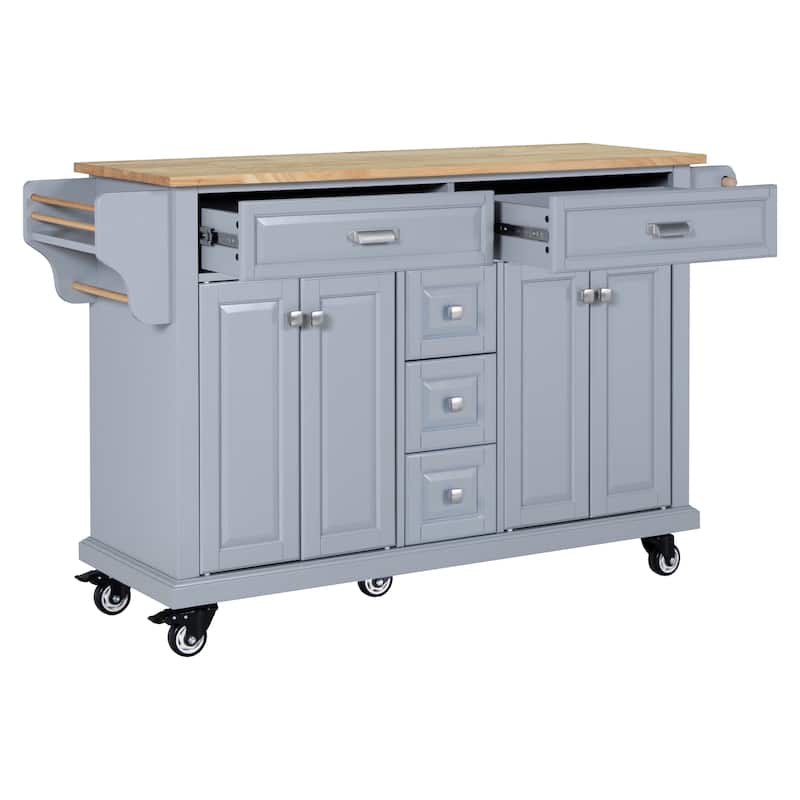 Kitchen Cabinet with Adjustable Shelves, Kitchen Island with Drawers, Kitchen Storage Cart with Built-in Spice Rack