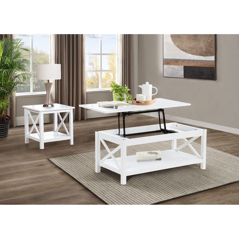 Skyview Rectangular Lift Top Coffee Table Set White - 2-Piece Set