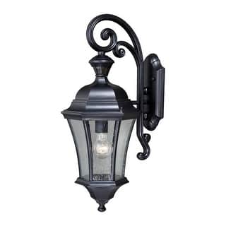 Aberdeen Black Motion Sensor Dusk-to-Dawn Outdoor Wall Light - 9.5-in W x 23-in H x 11-in D