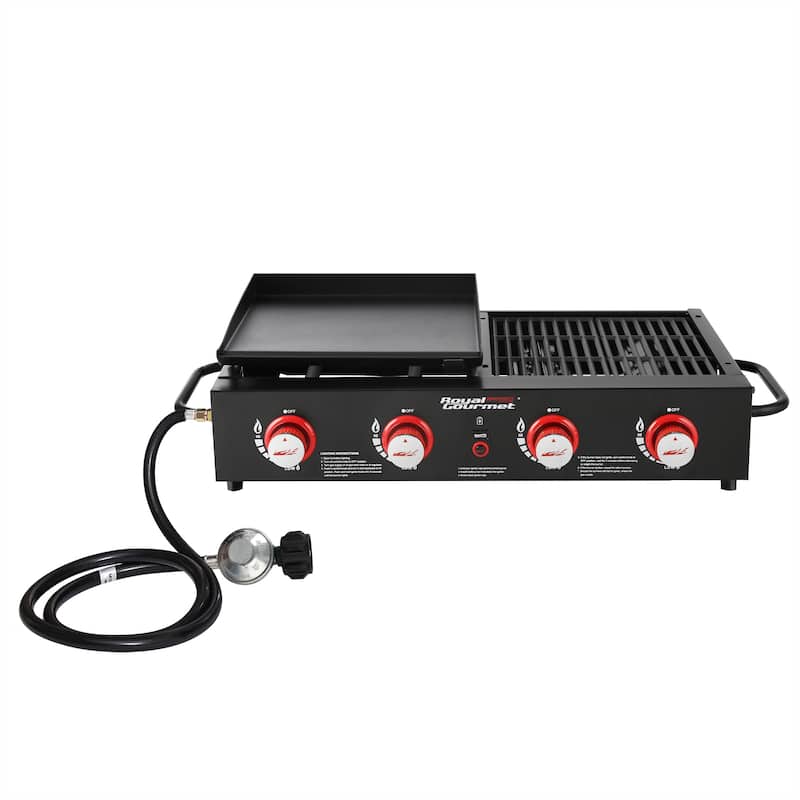 Royal Gourmet 4-Burner Portable Gas Grill Griddle Combo, Black