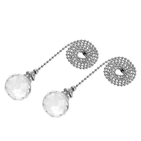 Ceiling Fan Pull Chain, Decorative Crystal Fan Pull Chain Ornament Extension, Ice Cracked Ball Pendant 2Pcs