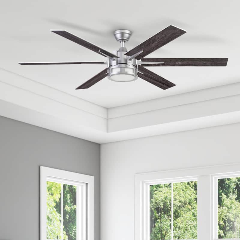 56" Honeywell Kaliza Pewter Indoor Modern LED Ceiling Fan with Light and Remote Control - Pewter
