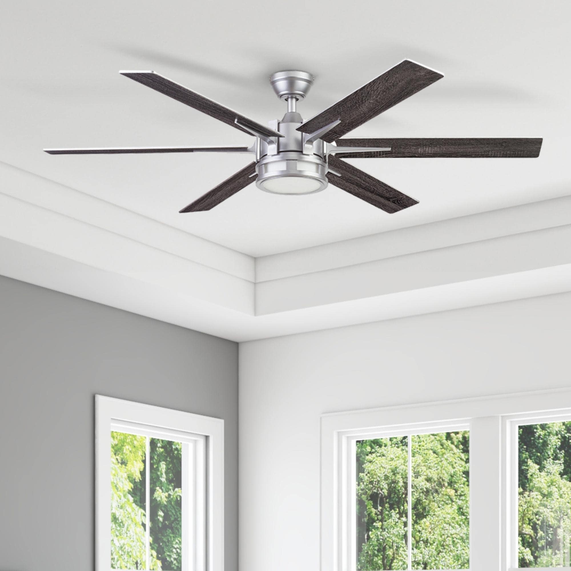 56" Honeywell Kaliza Pewter Indoor Modern LED Ceiling Fan with Light and Remote Control