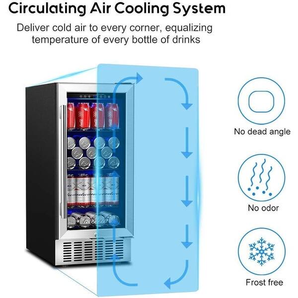 AOBOSI Beverage Refrigerator 15 inch 100 Cans Beverage Cooler with LED