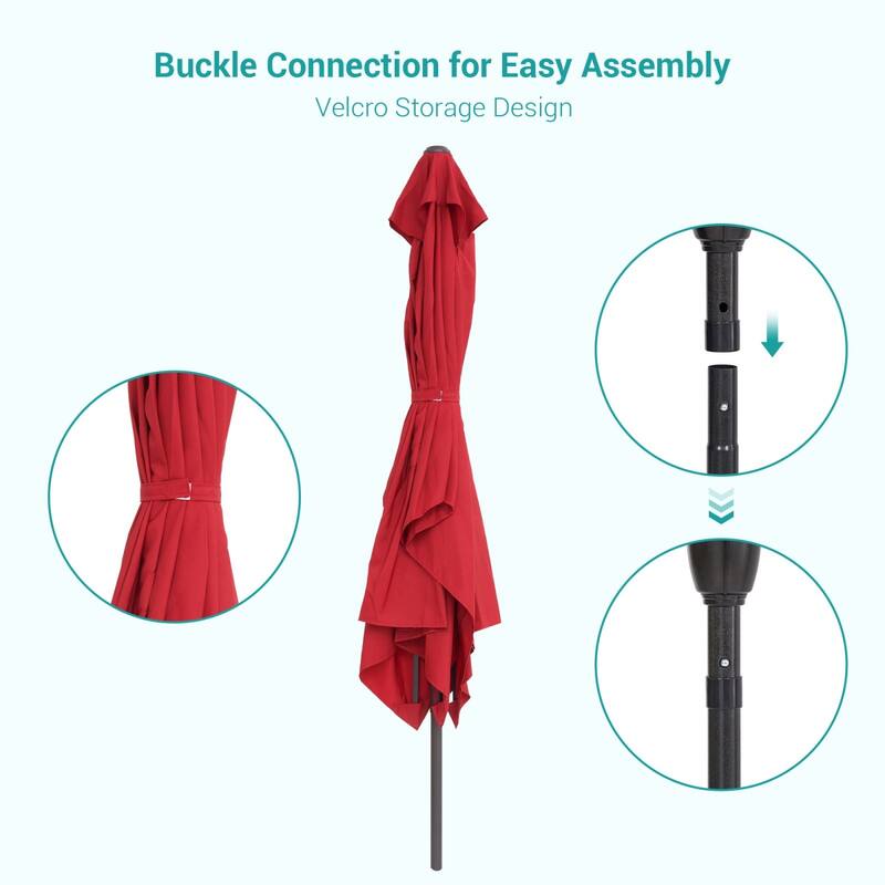 Bonosuki 10 x 6.5ft Patio Rectangular Umbrella with Tilt and Crank