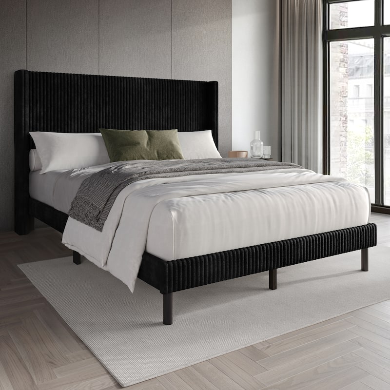 Clayfell Duluth Corduroy Velvet Upholstered Platform Bed