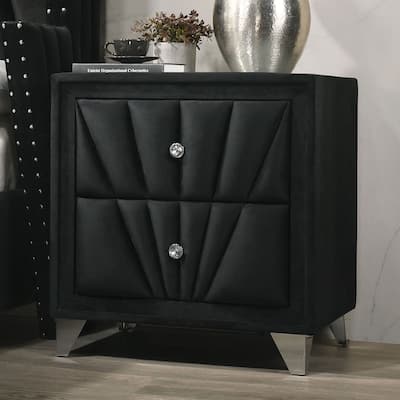 Charming Fully Upholstered Nightstand with Art Deco Appeal for Bedroom