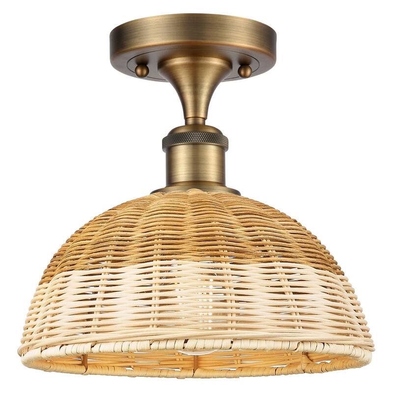 Innovations Lighting 516-1C-10-9 Bristol Natural II Semi-Flush Bristol - Brushed Brass / Natural