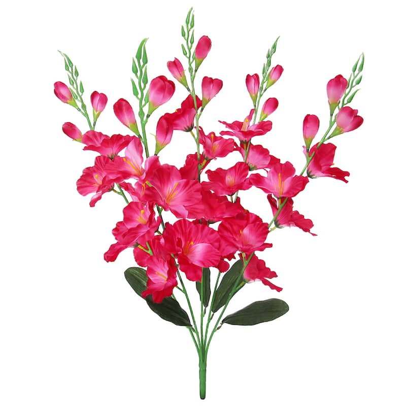Artificial Gladiolus Flower Stem Bush Bouquet 26in - 26" L x 14" W x 4" DP - Hot Pink