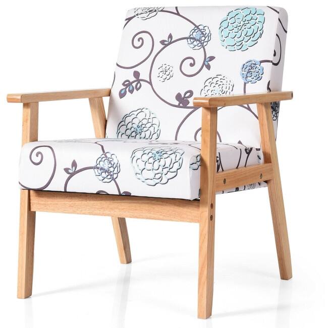 Modern Accent Armchair Fabric Lounge Chair with Rubber Wood Leg - 25" x 26.5" x 32"(L x W x H)