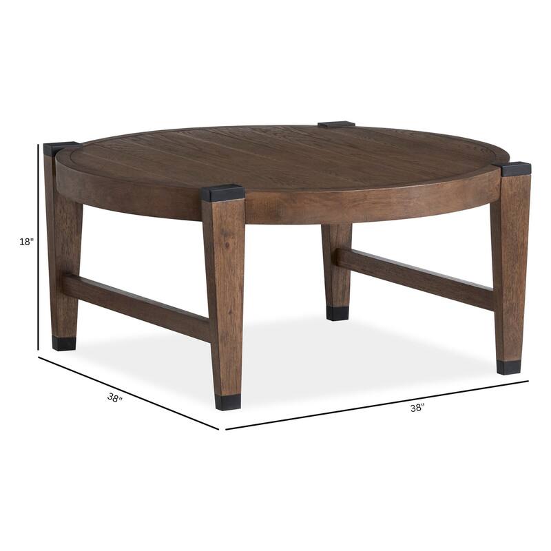 Magnussen Home Kaysen Wallaby and Matte Black Cocktail Table - 38''W x 38''D x 18''H