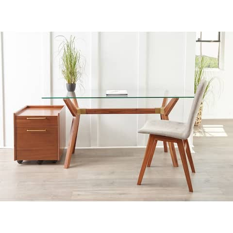 Rye Studio Waldorf Solid Wood Desk w/ Glass Top