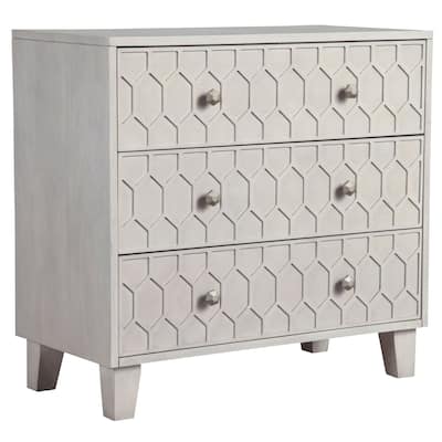 Origins by Alpine Denver Three Drawer Small Wood Chest in Light Gray