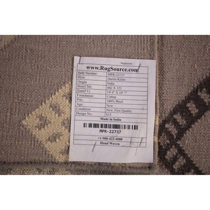 Geometric Kilim Durrie Oriental Large Area Rug Oriental Carpet - 10'7" x 14'6"