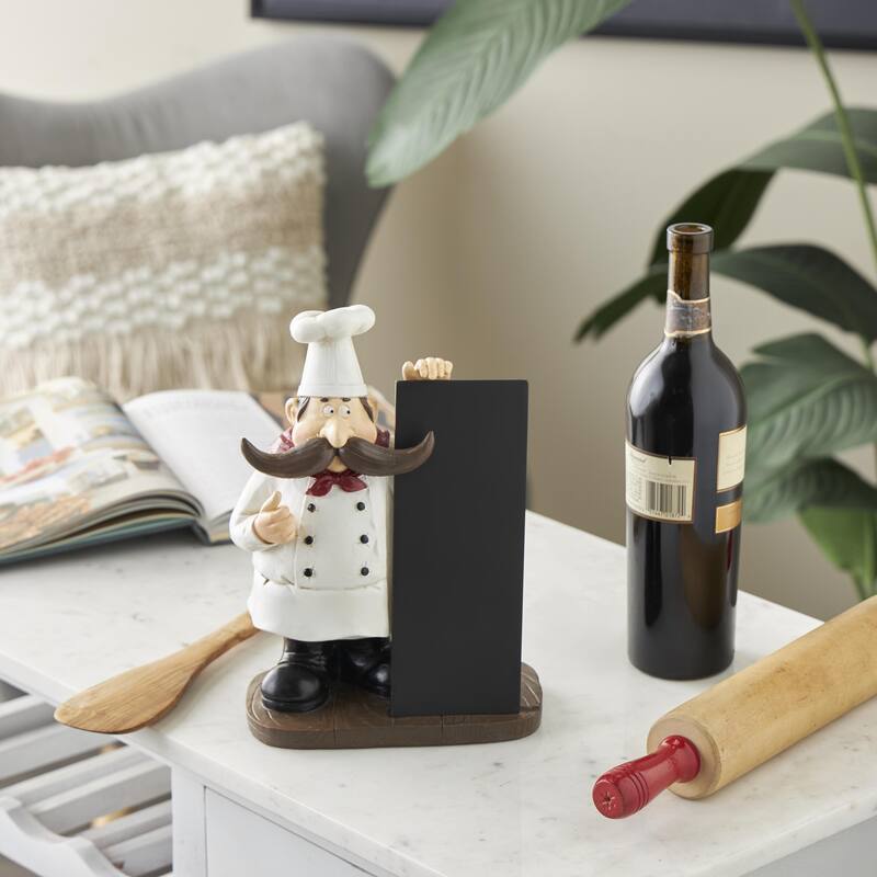 Polystone Chef Decorative Sculpture with Chalkboard - Black - Roche River Decor