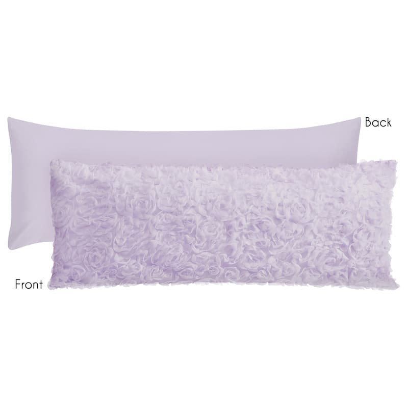 Purple Floral Rose Body Pillow Case (Pillow Not Included) Lavender
