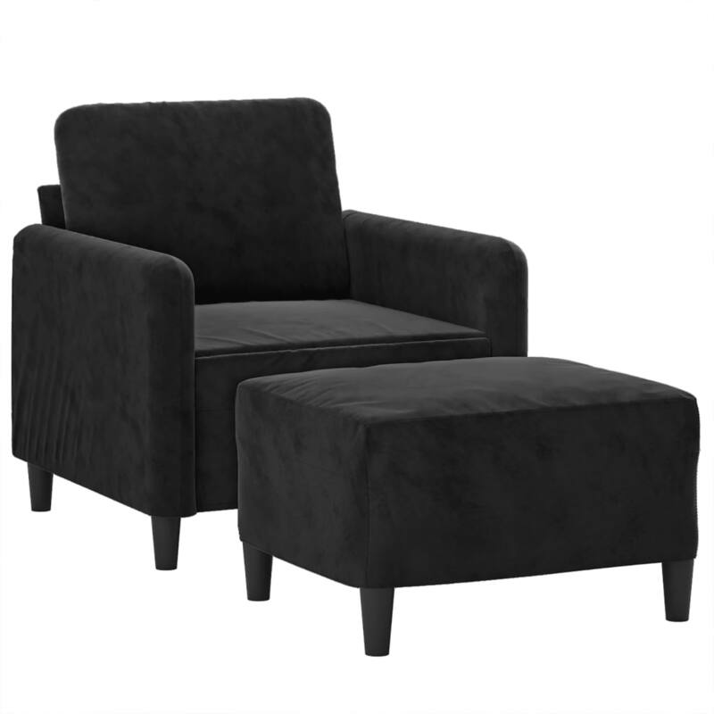 vidaXL Sofa Chair Single Sofa Armchair with Footstool for Living Room Velvet - 30.7 x 30.7 x 31.5 in