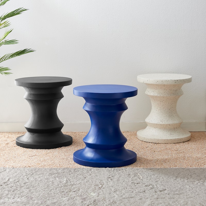 Glitzhome 18"H MGO Black Chess Garden Stool Outdoor Table