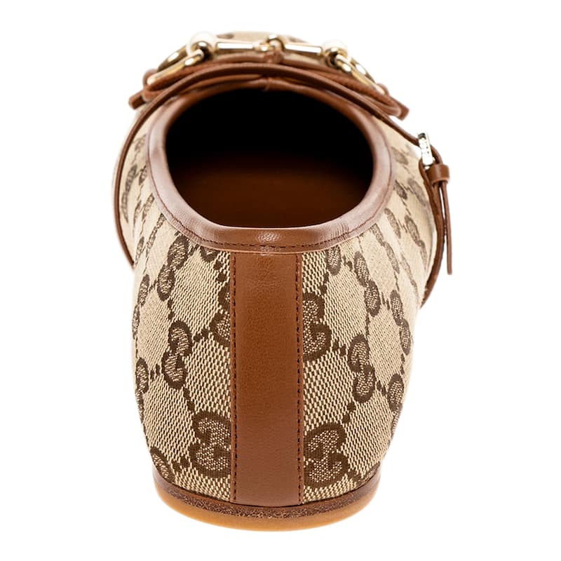 Gucci Horsebit Ballet Flats - Brown and Beige