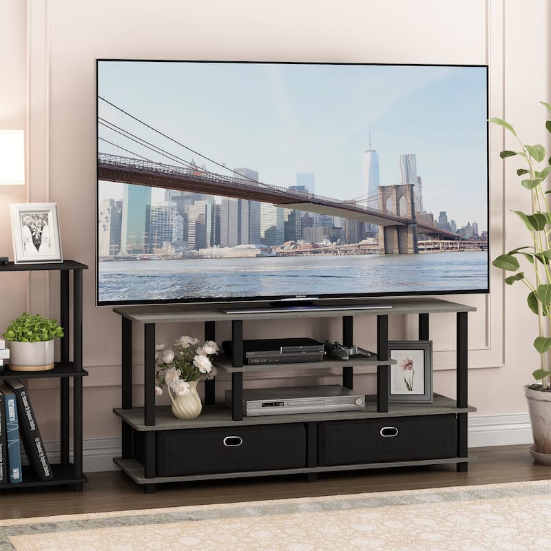 Furinno JAYA Large TV Stand for up to 50-Inch TV with Storage Bin