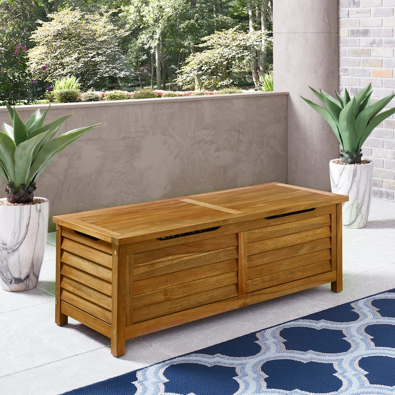 Maho Outdoor Golden Teak Storage 51" Deck Box made from Water-Resistant Acacia Wood