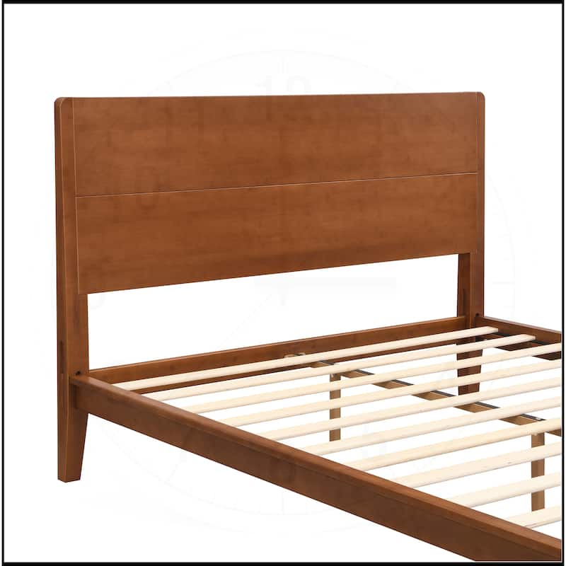 12 Inch Bamboo Wood Platform Bed with Wood Slat Metal Support