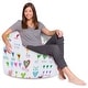 preview thumbnail 37 of 193, Kids Bean Bag Chair, Big Comfy Chair - Machine Washable Cover 48 Inch Extra Large - Canvas Multi-colored Hearts on White