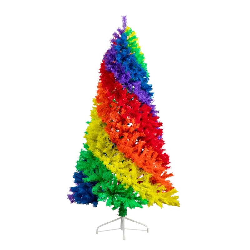 Rainbow Artificial Christmas Tree - 6' - Multicolor - Unlit
