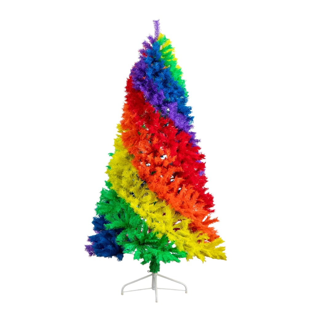 Rainbow Artificial Christmas Tree - 6' - Multicolor - Unlit
