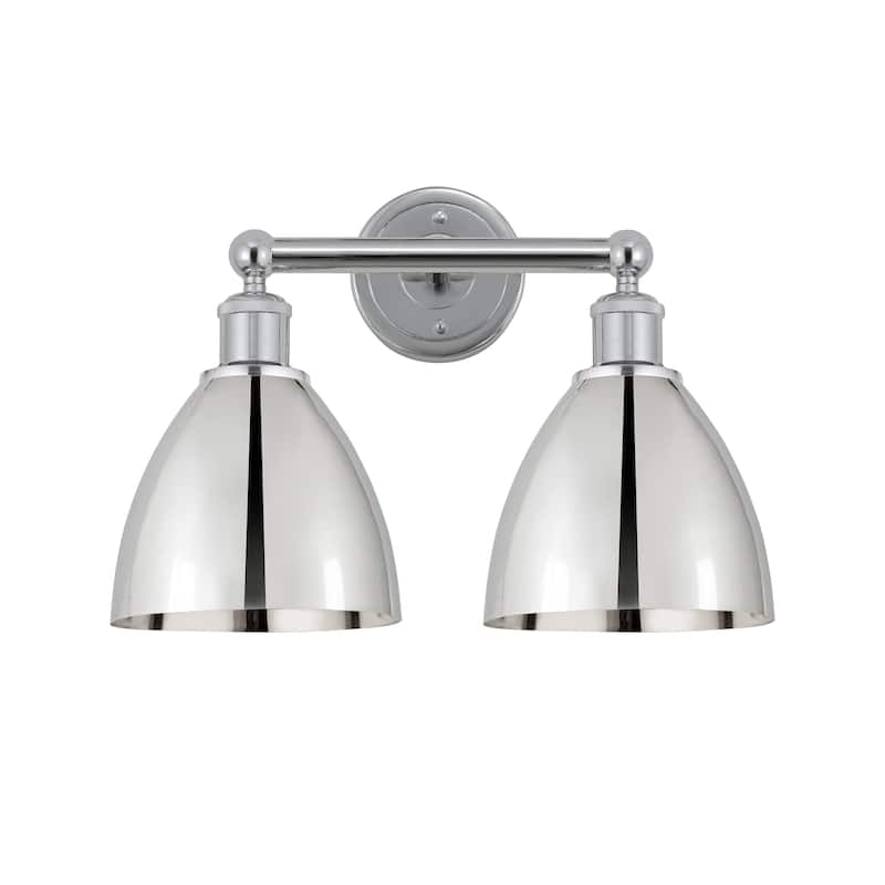 Innovations Lighting Plymouth Dome - 2 Light 17" Bath Vanity Light - Polished Chrome/Satin Nickel