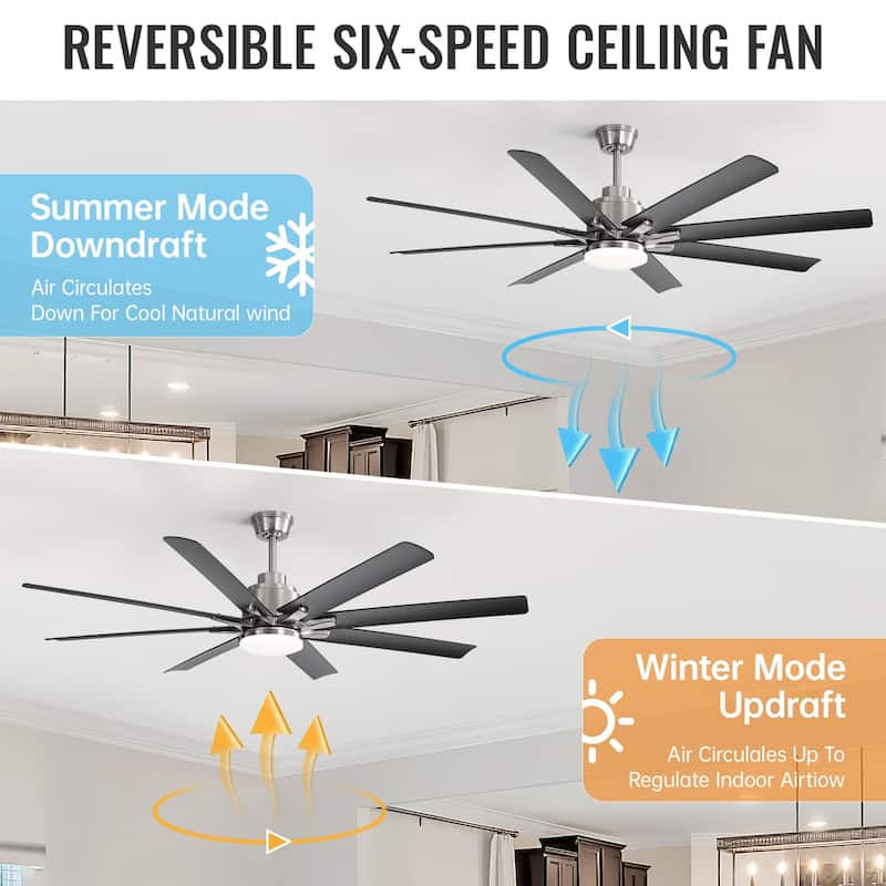 52" Indoor Noiseless Ceiling Fan with Integrated LED Light and Remote