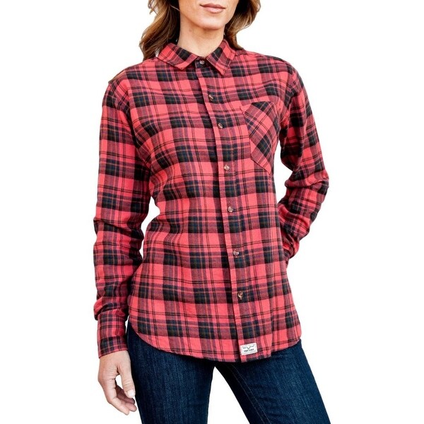 size small apple red button up dress shirt women