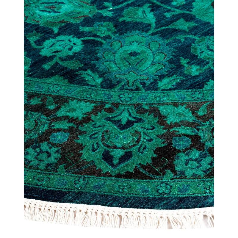 Fine Vibrance, One-of-a-Kind Hand-Knotted Area Rug - Green, 6' 1" x 6' 1" - 6' 1" x 6' 1"