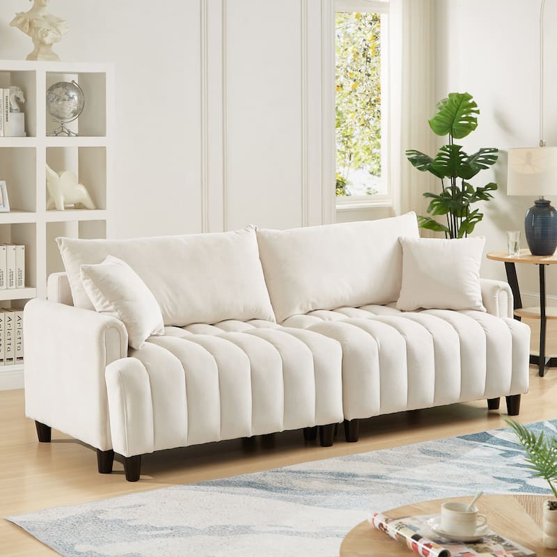 Futon Loveseat Couch Convertible into Sleeper Sofa Bed with Hidden Storage and Adjustable Backrest, Modern Loveseat Sleeper
