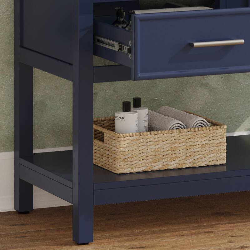 Bathroom Vanity with Sink, Multi-Functional Wood Bathroom Cabinet, Vanities Set with Open Shelf, Tip-Out Tray & 2 Drawers