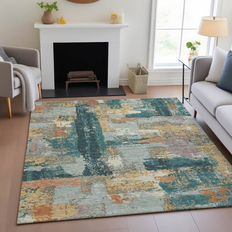 Machine Washable Indoor/Outdoor Casual Contemporary Chantille Rug