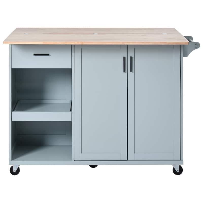 MDF Kitchen Cart with Towel Rack and Spice Rack and Drawer - Grey