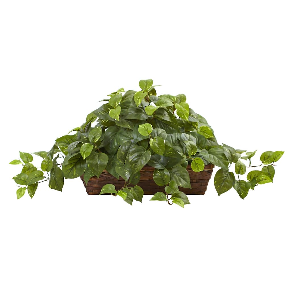 Decorative Ledge Basket Plant - 15" Centerpiece - Realistic Faux Plant for Home Decor & Gifts - 1.25ft.