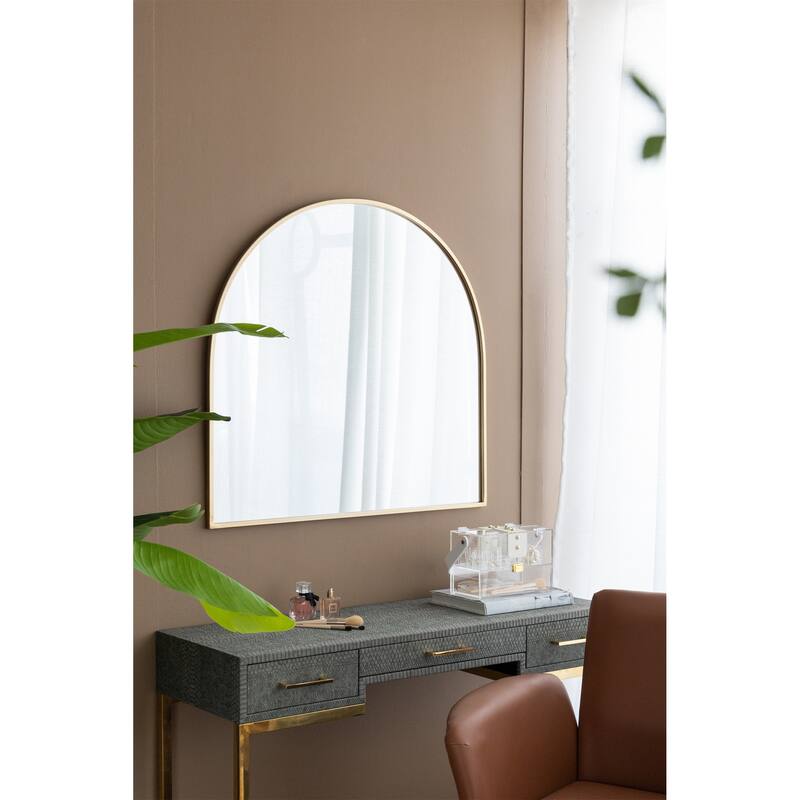 33" x 31" Arched Decorative Accent Mirror with Iron Gold Frame