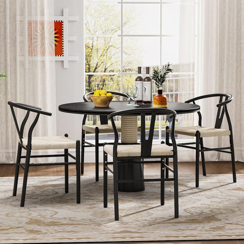 Set of 2 Handwoven Boho Dining Chairs