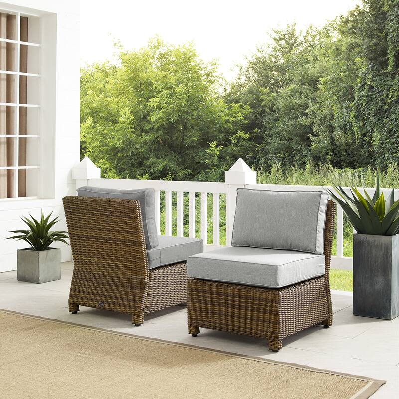 Crosley Bradenton 2Pc Outdoor Wicker Chair Set - Weathered Brown