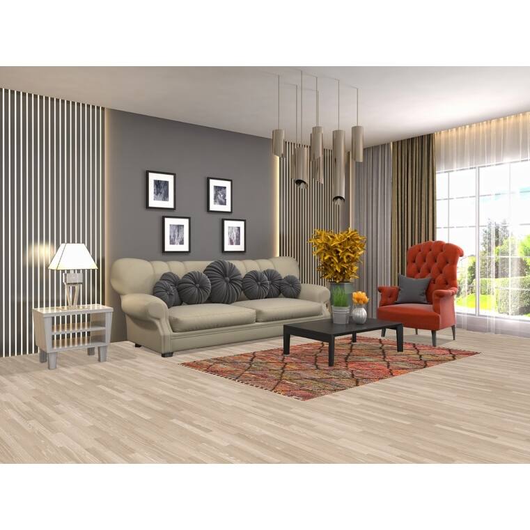 Hand Knotted Oriental 100% Wool Carpet Modern All-Over Multi-Colored Moroccan Area Rug - 6' 8'' X 4' 0''