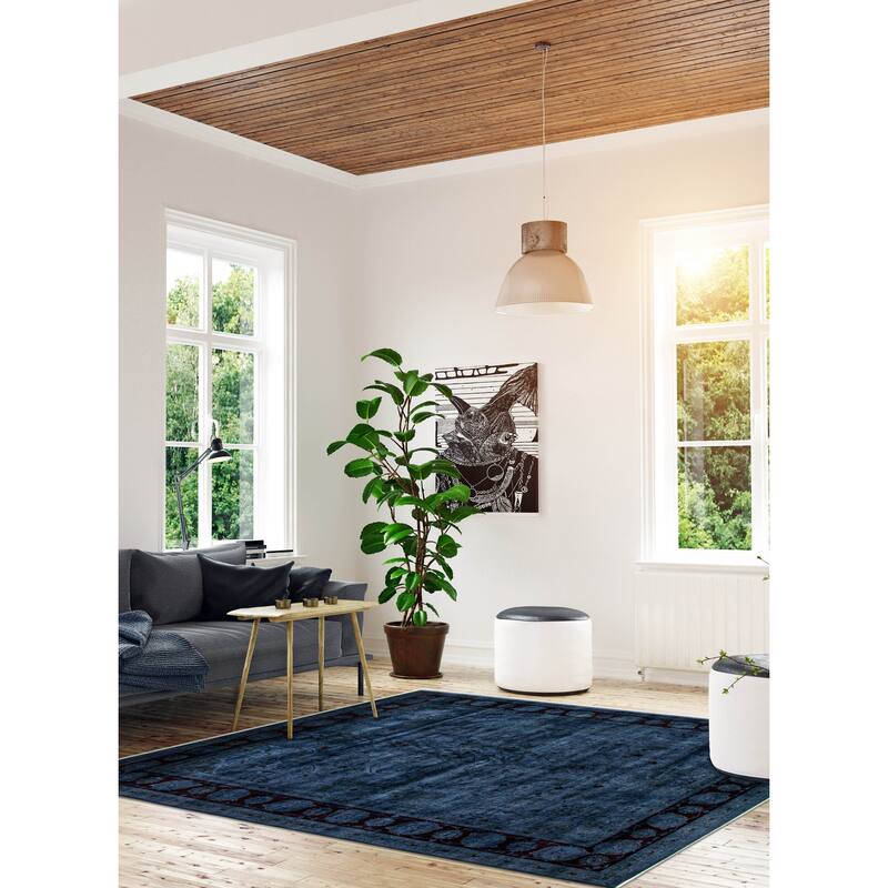 ECARPETGALLERY Hand-knotted Vibrance Navy Wool Rug - 9'0 x 11'9