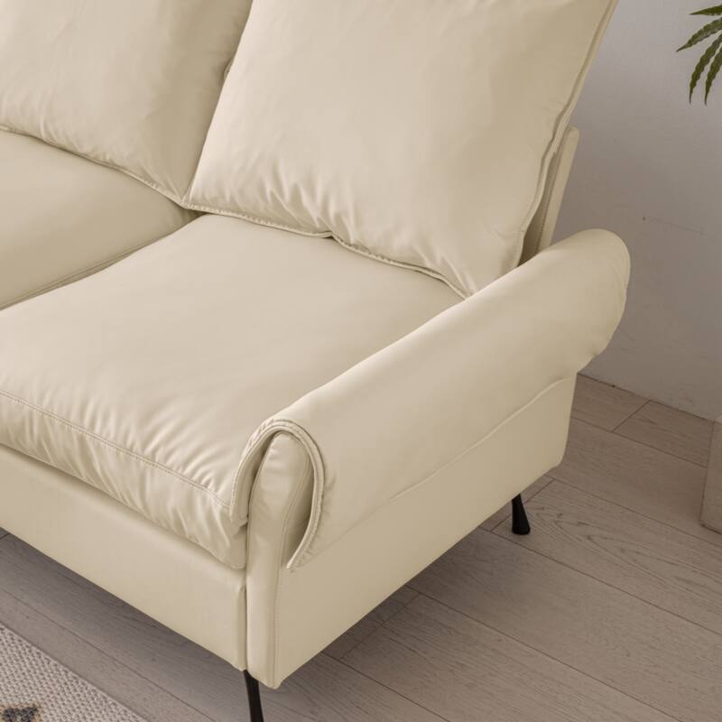 104.5"Modern Technical leather L-Shaped Sofa Couch with Convertible Ottoman