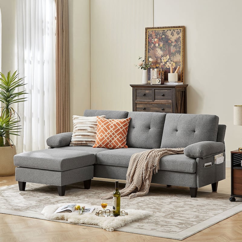 86.22" L Shaped Sectional Sofa with Side Storage Pockets