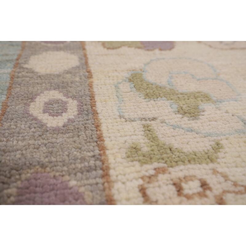 Light Blue Oushak Area Rug Hand-Knotted Vegetable Dye Wool Carpet - 9'1"x 12'2"